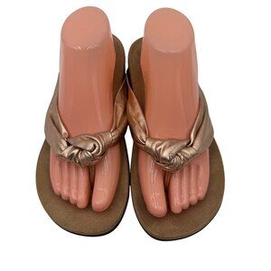 Vionic Pippa Rose Gold Leather Orthotic Flip Flop Sandals Womens Size 8.5